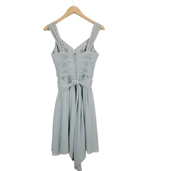 Azazie Women's Knee Length Chiffon Bridesmaid Dress Light Blue Size A6 / 6 - Picture 2 of 6